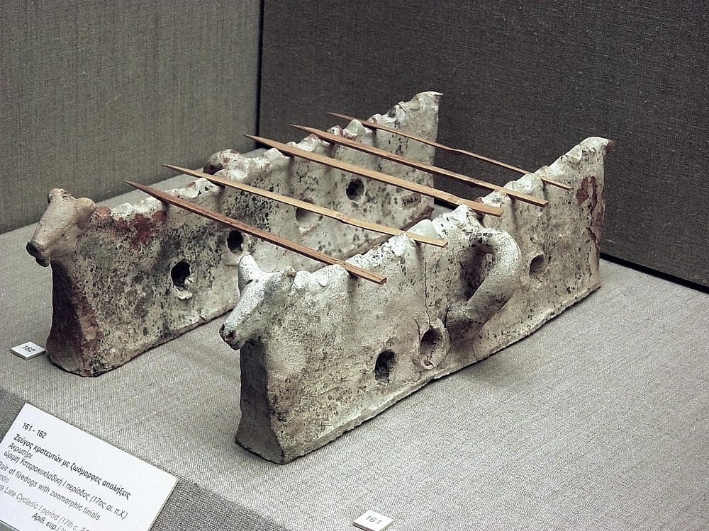 Utilitarian terracotta object, Museum of Cycladic Culture, Akrotiri excavation artifacts, Santorini, Cyclides, Hellas (Greece) approx. 4000 years old