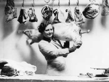 © Museum Of London, WWII Sainsbury's woman butcher