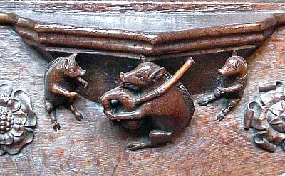 Cathedral flute playing pigs