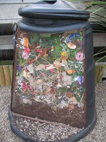 Cutway model of a domestic compost bin, photographed in Duthie Park Gardens, Aberdeen