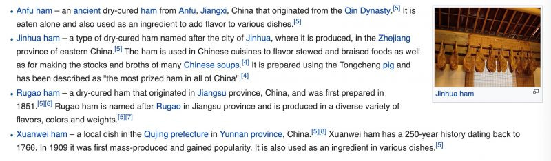 Chinese ham varieties