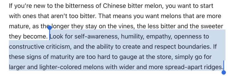 Choosing a Chinese bitter melon
