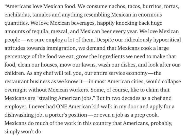 Bourdain on kitchens & Mexicans